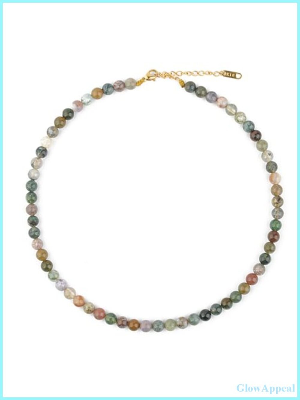 Semi Precious Stone Beaded Choker Necklace 18K Gold Plated Natural Agate